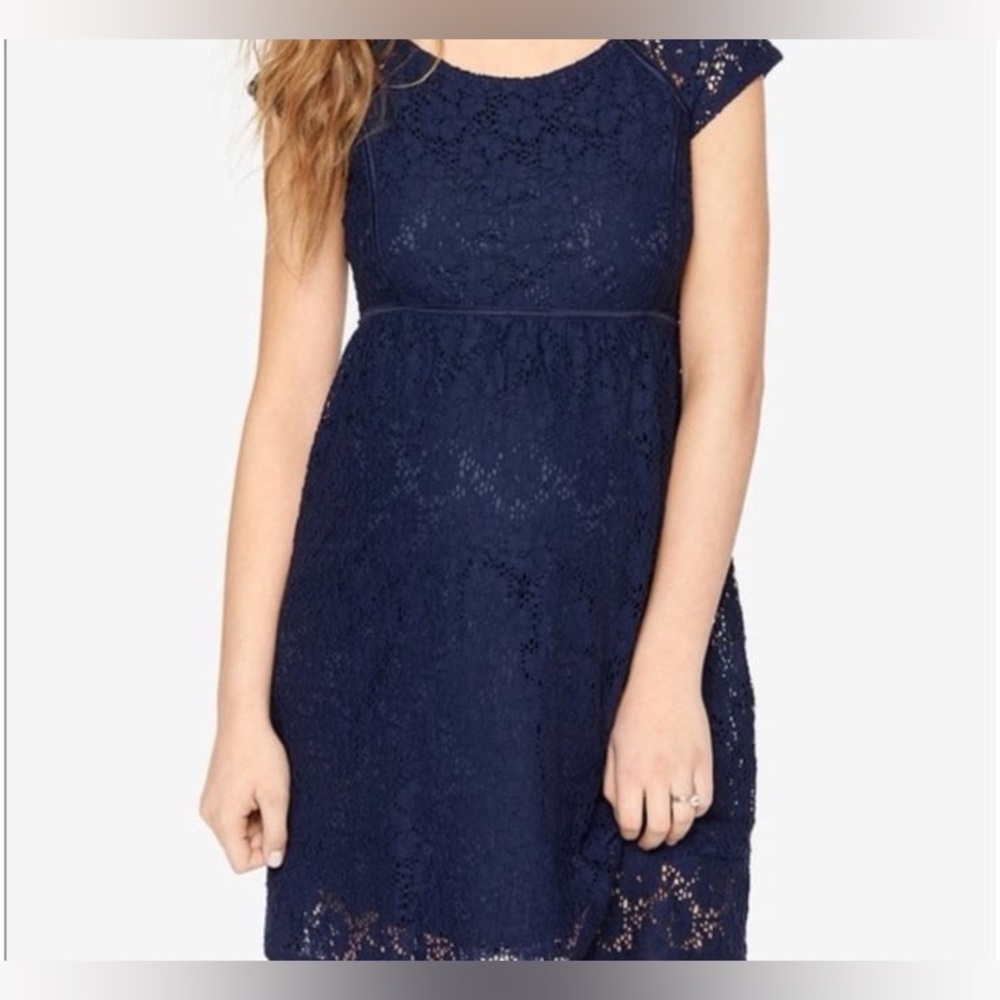 Motherhood Maternity XS Navy Blue Lace Dress